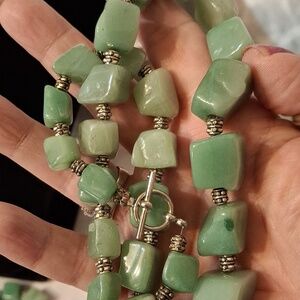 Adventurine Natural Green stone necklace set. Combined to make a 27" necklace.